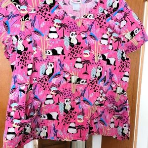 Ladies panda plus size scrub top